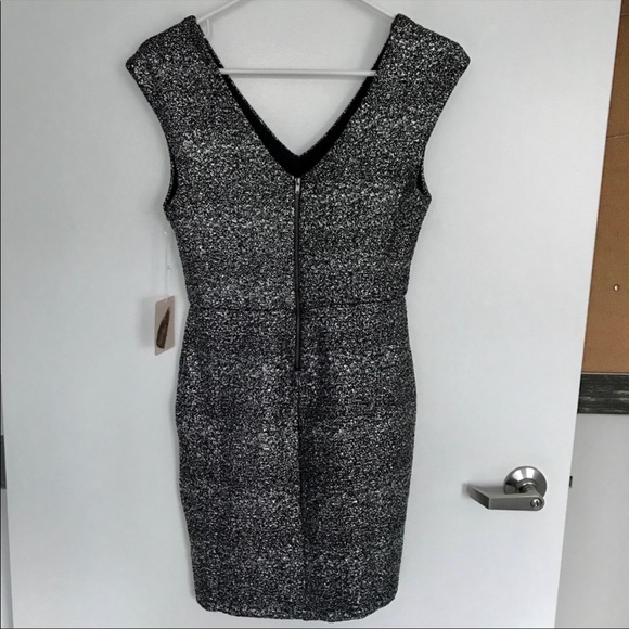 Sparkly Form-Fitting Black and Silver Mini Dress - Picture 3 of 6